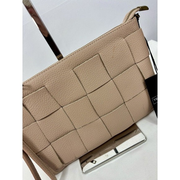 Valentina Fiore Woven Leather Clutch Crossbody Wristlet Adjustable Strap - Picture 2 of 16